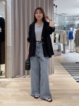 「COLLAGE GALLARDAGALANTE（コラージュガリャルダガランテ）のリネンライクカットタンクトップ/セットアップ可（Tank tops、グレー系）」を使った、rukaさん（レディース・154cm）の夏コーディネート