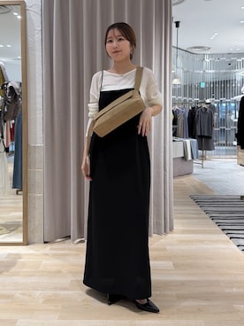 「COLLAGE GALLARDAGALANTE（コラージュガリャルダガランテ）の【芋生悠×Q.anosコラボ】スリングセットカットソー（Tシャツ/カットソー、ホワイト系）」を使った、rukaさん（レディース・154cm）の夏コーディネート