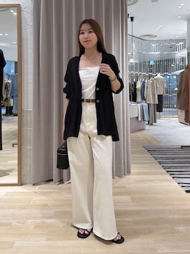 「COLLAGE GALLARDAGALANTE（コラージュガリャルダガランテ）のカップ付きキャミソール（Camisole、ホワイト系）」を使った、rukaさん（レディース・154cm）の夏コーディネート
