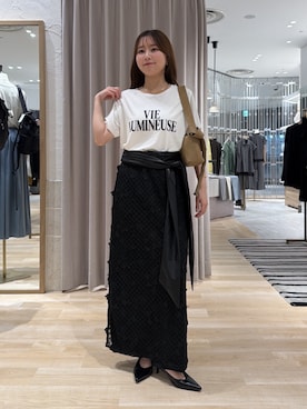 「PAPILLONNER（パピヨネ）のステンレスメタルチョーカー（ネックレス、ゴールド系）」を使った、rukaさん（レディース・154cm）の夏コーディネート