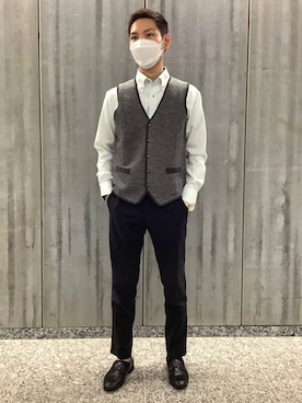 「アイテム（ビジネスシャツ）」を使った、TOKYO SHIRTS 八重洲地下街八重洲2番店さん（メンズ・172cm）の冬コーディネート