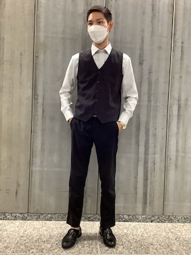 「アイテム（ビジネスシャツ）」を使った、TOKYO SHIRTS 八重洲地下街八重洲2番店さん（メンズ・172cm）の秋コーディネート