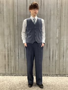 「アイテム（ビジネスシャツ）」を使った、TOKYO SHIRTS 八重洲地下街八重洲2番店さん（メンズ・176cm）の秋コーディネート