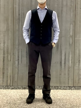 「TOKYO SHIRTS（トウキョウシャツ）のアイテム（ビジネスシャツ）」を使った、TOKYO SHIRTS 八重洲地下街八重洲2番店さん（メンズ・172cm）の春コーディネート