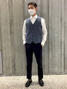 「アイテム（ビジネスシャツ）」を使った、TOKYO SHIRTS 八重洲地下街八重洲2番店さん（メンズ・171cm）の秋コーディネート