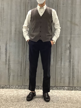 「アイテム（ビジネスシャツ）」を使った、TOKYO SHIRTS 八重洲地下街八重洲2番店さん（メンズ・172cm）の冬コーディネート