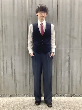 「TOKYO SHIRTS（トウキョウシャツ）のアイテム（ビジネスシャツ）」を使った、TOKYO SHIRTS 八重洲地下街八重洲2番店さん（メンズ・176cm）の春コーディネート