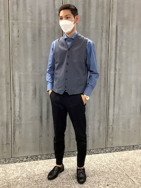 「アイテム（ビジネスシャツ）」を使った、TOKYO SHIRTS 八重洲地下街八重洲2番店さん（メンズ・171cm）の秋コーディネート