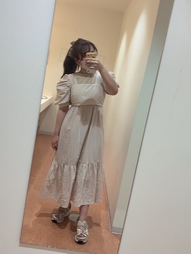 「ぽっちゃり、夏」｜「アイテム（ワンピース/ドレス）」を使った、はるさん（レディース・154cm）の夏コーディネート