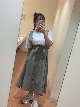 「AS KNOW AS PINKY（アズノゥアズピンキー）のアイテム（ジャンパースカート）」を使った、はるさん（レディース・154cm）の夏コーディネート
