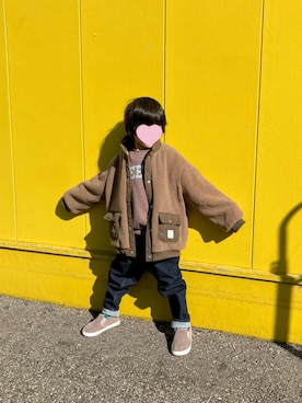 「apres les cours（アプレレクール）のアイテム（スリッポン）」を使った、‪.:＊MᵃⁿᵈN.:＊さん（キッズ・110cm）の冬コーディネート