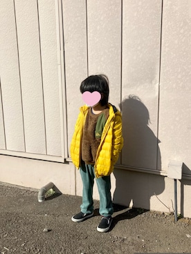 「H&M（エイチ・アンド・エム）のアイテム（ダウンジャケット/コート）」を使った、‪.:＊MᵃⁿᵈN.:＊さん（キッズ・110cm）の冬コーディネート