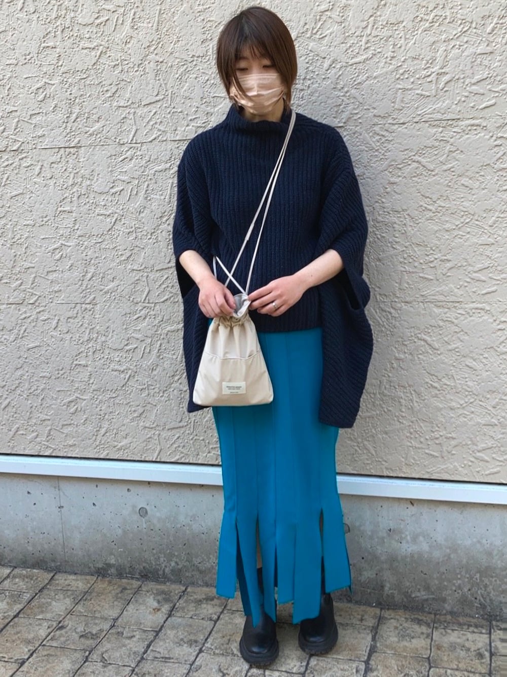「大人ガーリー、ニットコーデ、MARY QUANT、LECIELBLEU、UN3D.、beautiful people、GU」｜「LE CIEL BLEUのPeeked Sleeve Knit（ニット/セーター、ブルー系）」を使った、1m24wさん（レディース・153cm）の春コーディネートの1枚目の写真