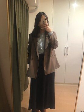 「NATURAL BEAUTY BASIC（ナチュラルビューティーベーシック）のアイテム（テーラードジャケット）」を使った、mika✳︎さん（レディース・160cm）の秋コーディネート