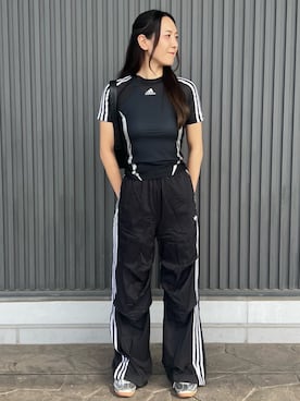 「ジャージ」｜「アイテム（バッグ）」を使った、KKさん（レディース・159cm）の夏コーディネート