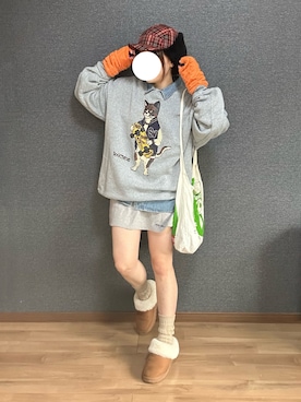 「アイテム（エコバッグ/サブバッグ）」を使った、yu.さん（レディース・161cm）の冬コーディネート