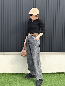 「アイテム（ベルト）」を使った、yu.さん（レディース・161cm）の秋コーディネート