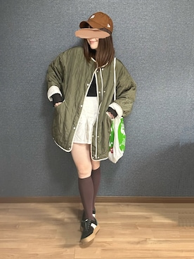 「アイテム（エコバッグ/サブバッグ）」を使った、yu.さん（レディース・161cm）の冬コーディネート