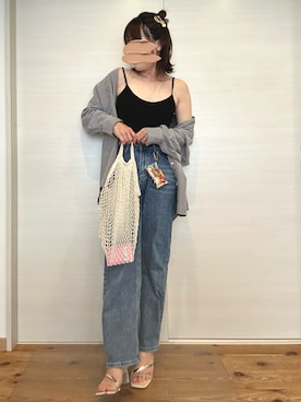 「Edit Sheen（エディットシーン）の【スタイリストプロデュース】ミラクルストレッチストレートデニム（デニムパンツ）」を使った、yu.さん（レディース・161cm）の夏コーディネート