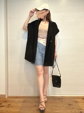 「アイテム（キャップ）」を使った、yu.さん（レディース・161cm）の夏コーディネート