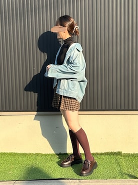 「アイテム（デニムジャケット）」を使った、yu.さん（レディース・161cm）の秋コーディネート