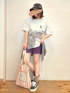 「3coins（3coins）のアニマル柄ソックス（ソックス/靴下）」を使った、yu.さん（レディース・161cm）の夏コーディネート