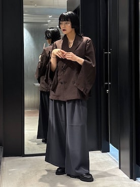 「HARE（ハレ）の【SET UP対応】クリスプシークレットアームダブルジャケット(HARE)（テーラードジャケット）」を使った、ノン(HARE)さん（レディース・170cm）の夏コーディネート