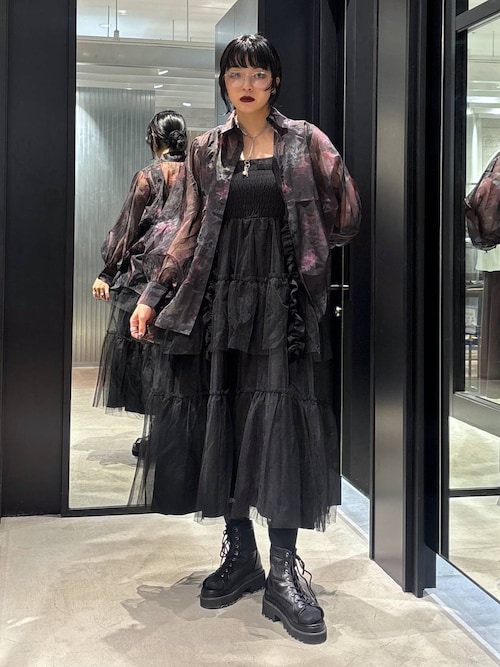 ロングフリルギャザーリボンワンピース(HARE)（ワンピース