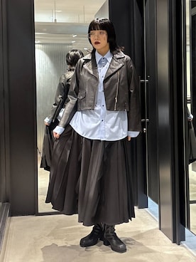 「アイテム（ライダースジャケット）」を使った、ノン(HARE)さん（レディース・170cm）の秋コーディネート