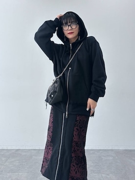 「HARE（ハレ）のチェーンフリンジイヤリング(HARE)（イヤリング）」を使った、ノン(HARE)さん（レディース・170cm）の夏コーディネート