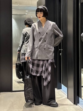 「HARE（ハレ）の【SET UP対応】クリスプシークレットアームダブルジャケット(HARE)（テーラードジャケット）」を使った、ノン(HARE)さん（レディース・170cm）の秋コーディネート