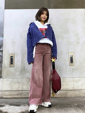 「DIESEL（ディーゼル）のアイテム（その他アウター）」を使った、ayanoさん（レディース・160cm）の夏コーディネート