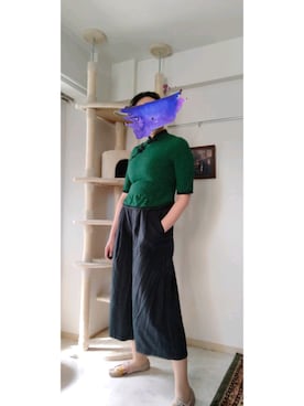 「studio CLIP（スタディオクリップ）のアイテム（その他パンツ、ブラック系）」を使った、liu184さん（レディース・184cm）の秋コーディネート