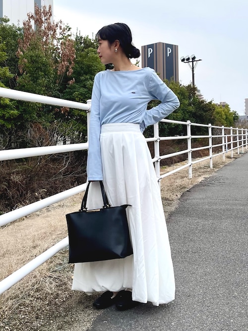 digne シアーボートネックtee ホワイト ストレートボートネックシアーTシャツ（Tシャツ/カットソー）｜SENSE