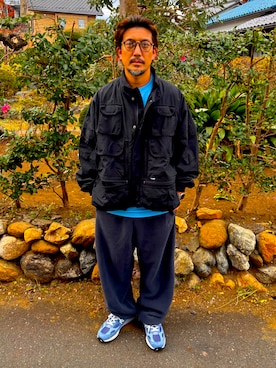 「アイテム（ミリタリージャケット）」を使った、SUNさん（メンズ・175cm）の秋コーディネート