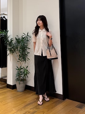「URBAN RESEARCH（アーバンリサーチ）のmohi　クリアヒールサンダル（サンダル、ブラック系）」を使った、マイカさん（レディース・167cm）の夏コーディネート