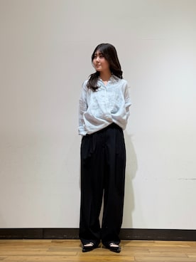 「URBAN RESEARCH（アーバンリサーチ）のリネン2WAYシャツ（シャツ/ブラウス、ブルー系）」を使った、MYさん（レディース・167cm）の春コーディネート