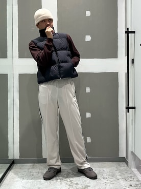 「アイテム（スウェットパンツ、ブラウン系）」を使った、GSさん（メンズ・177cm）の秋コーディネート