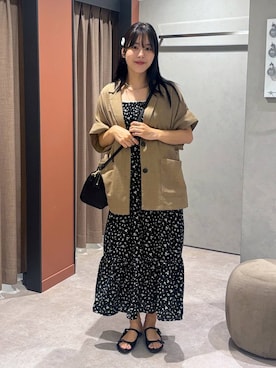 「LOWRYS FARM（ローリーズファーム）のアイテム（ジャケット/アウター）」を使った、futabaさん（レディース・160cm）の夏コーディネート