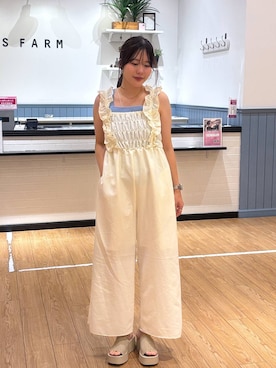 「LOWRYS FARM（ローリーズファーム）のハイショクソウバリタンク 637048（タンクトップ、ブルー系）」を使った、futabaさん（レディース）の夏コーディネート