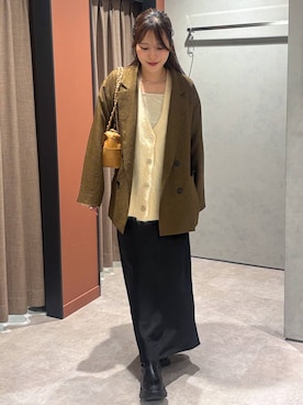 「LOWRYS FARM（ローリーズファーム）のシャギーロングＶカーディガン　595935（カーディガン/ボレロ）」を使った、futabaさん（レディース・160cm）の秋コーディネート