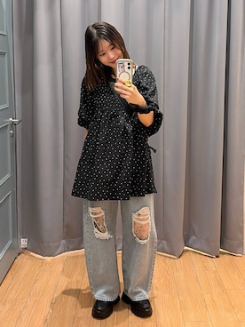 「LOWRYS FARM（ローリーズファーム）の【500mlペットボトル収納可】フラップショルダーＢＡＧ 1046881（ショルダーバッグ、ホワイト系）」を使った、futabaさん（レディース）の秋コーディネート