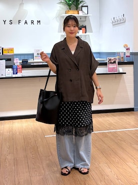 「LOWRYS FARM（ローリーズファーム）のレースデニム　601055（デニムパンツ、ブルー系）」を使った、futabaさん（レディース）の夏コーディネート