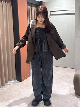 「アイテム（オールインワン・サロペット）」を使った、futabaさん（レディース・160cm）の秋コーディネート