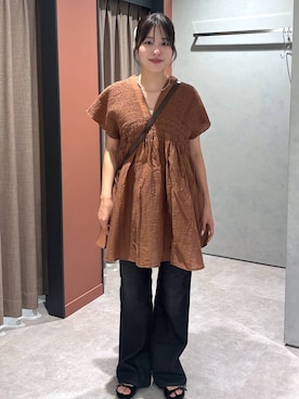 「アイテム（ボストンバッグ）」を使った、futabaさん（レディース・160cm）の夏コーディネート