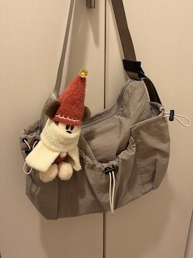 「LOWRYS FARM（ローリーズファーム）の【撥水・500mlペットボトル収納可】ドロストポケットショルダーＢＡＧ　1051048（ショルダーバッグ、グレー系）」を使った、futabaさん（レディース）の秋コーディネート