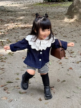 「アイテム（カーディガン/ボレロ）」を使った、soy🍃さん（キッズ・80cm）の秋コーディネート