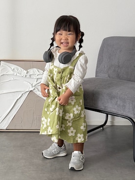 「アイテム（ジャンパースカート）」を使った、soy🍃さん（キッズ・80cm）の秋コーディネート