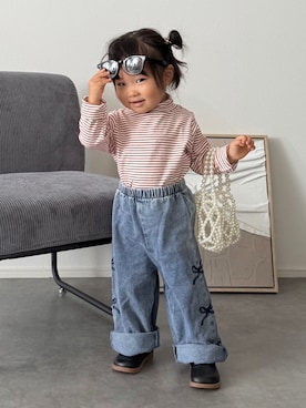 「アイテム（デニムパンツ）」を使った、soy🍃さん（キッズ・80cm）の秋コーディネート