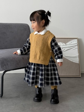 「アイテム（ニット/セーター）」を使った、soy🍃さん（キッズ・80cm）の秋コーディネート